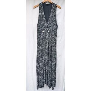 RJ Steven's Vintage Womens Floral Deep V Maxi Jumper Sz 10 Plunge Artsy 90s‎